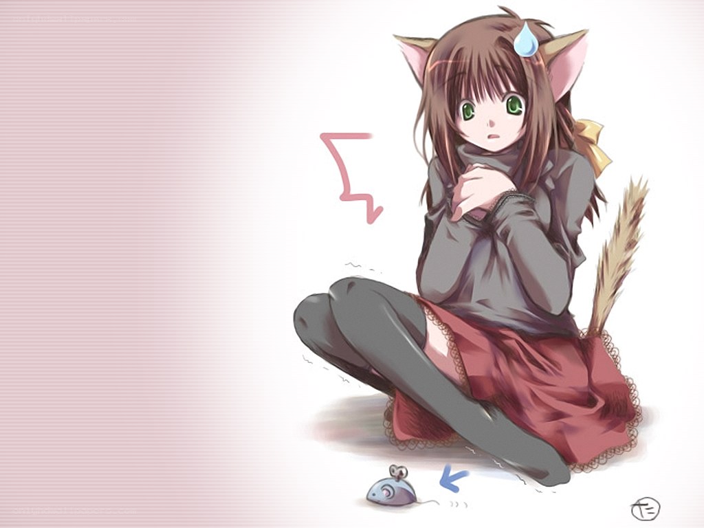 cat girl with mouse