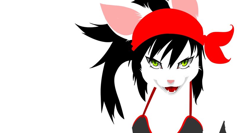 cat girl with red bandana
