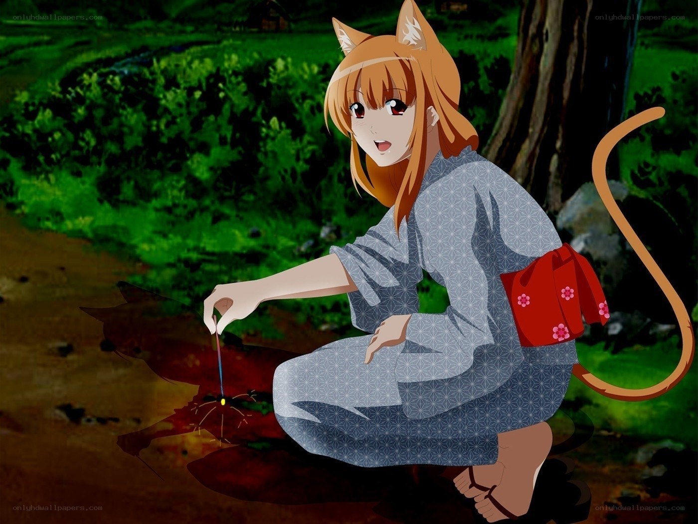 cat girl with sparkler