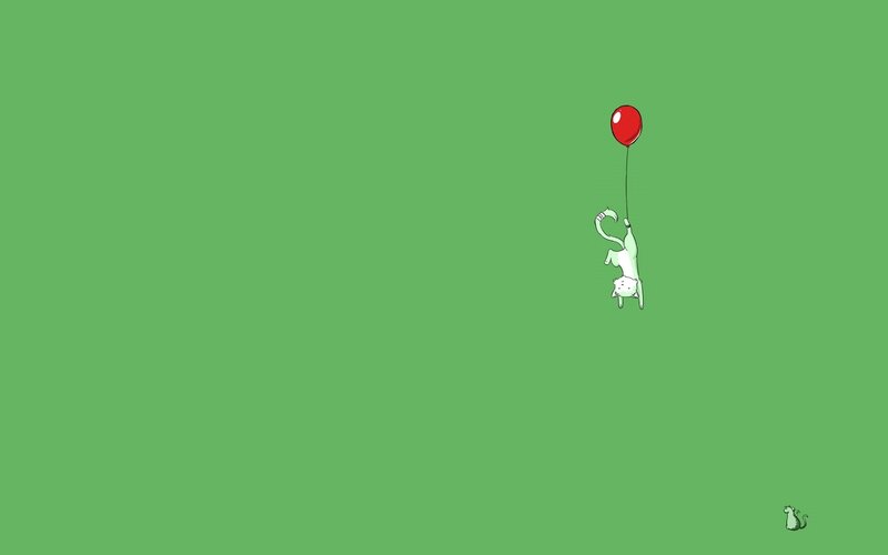 Cat Holding Red Balloon