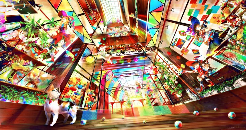 Cat in a Colorful Room