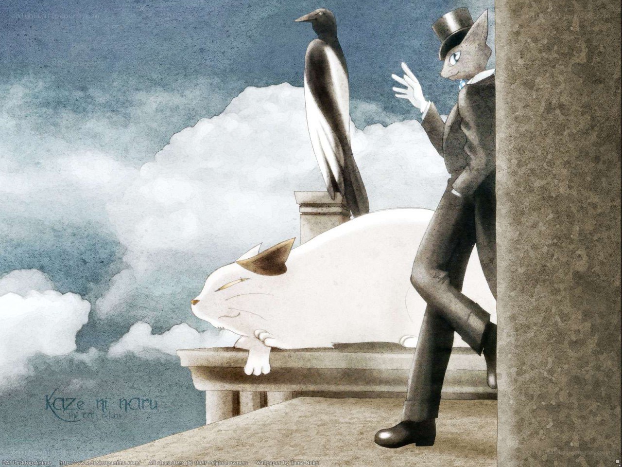 Cat in a top hat with penguin