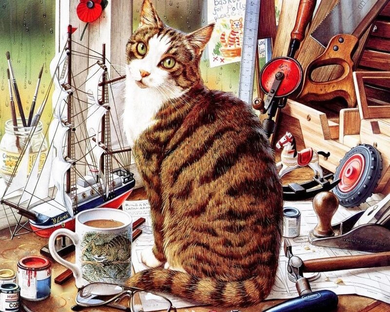 cat in a workshop