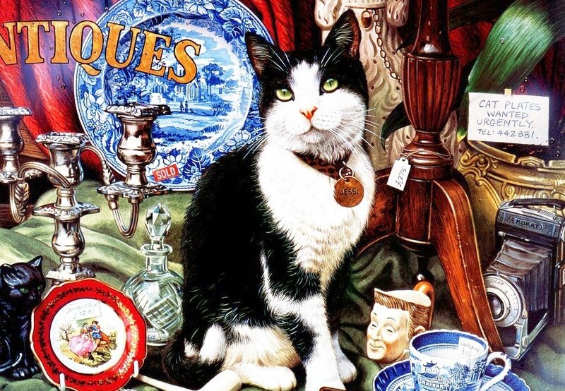 Cat in an antique shop
