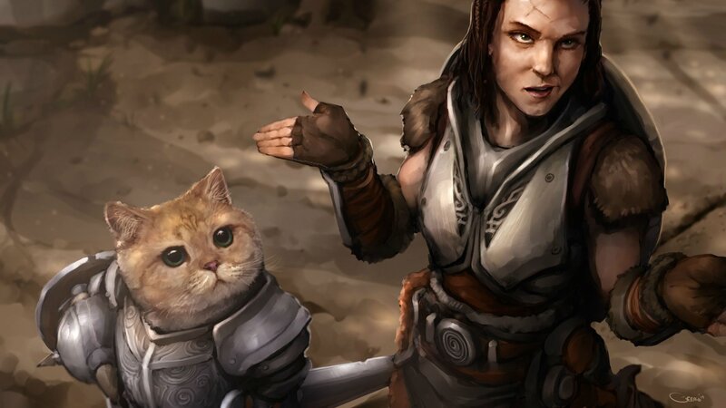 Cat in Armor — Brown, Dramatic