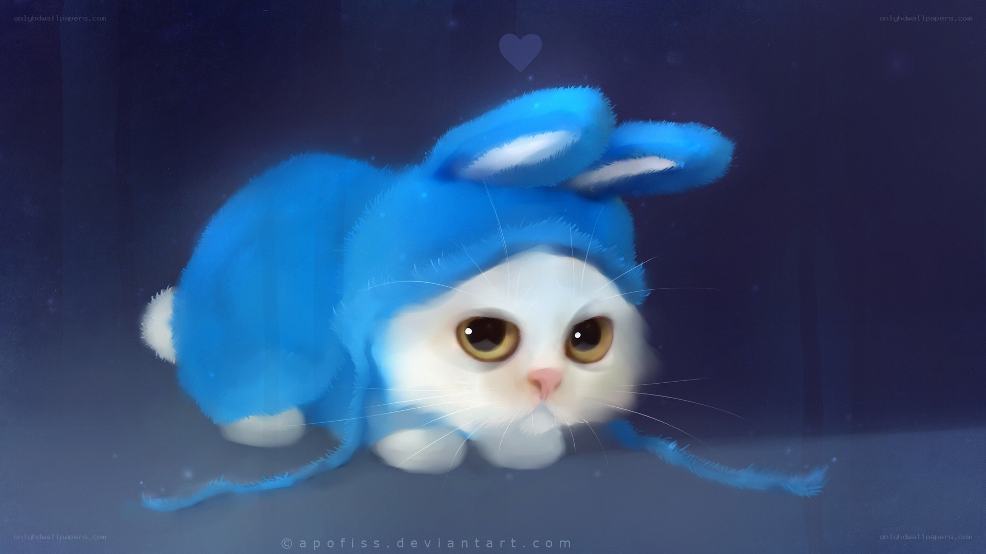 cat in blue bunny costume