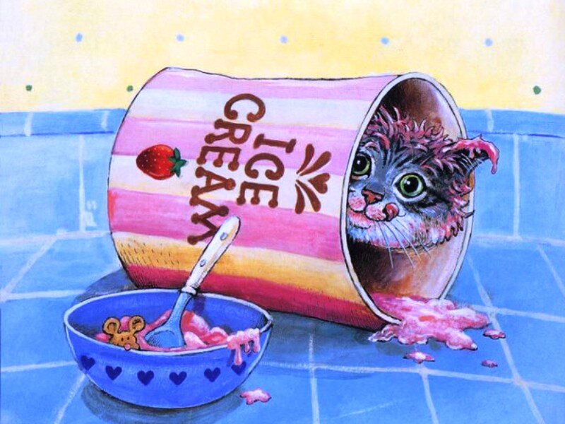 Cat in Ice Cream Can