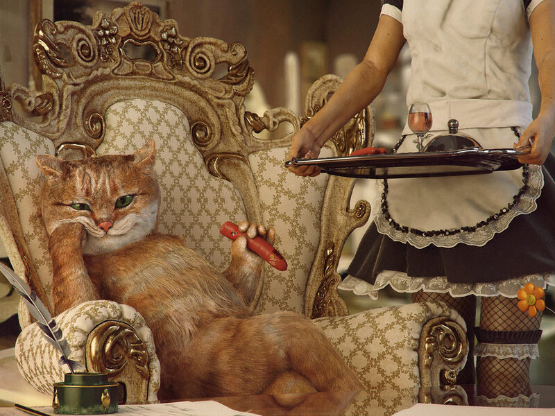 Cat in Ornate Chair