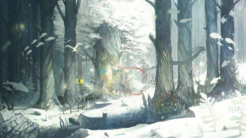 Cat in Snowy Forest — White
