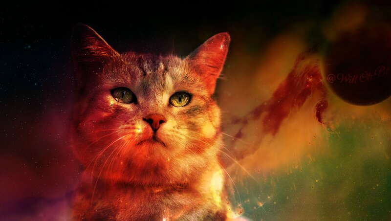 Cat in Space Nebula — Red