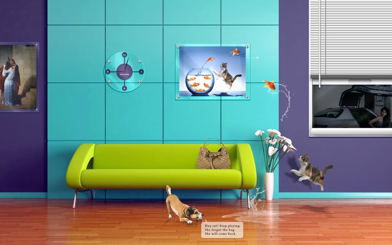 Cat Jumping from Fishbowl