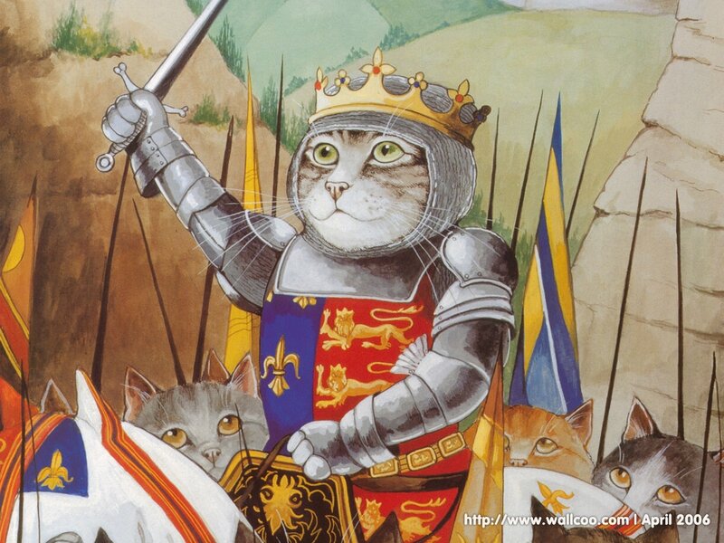 Cat King in Armor — Gray