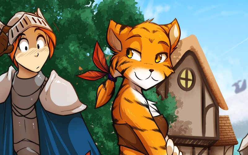 Cat-like Character and Knight