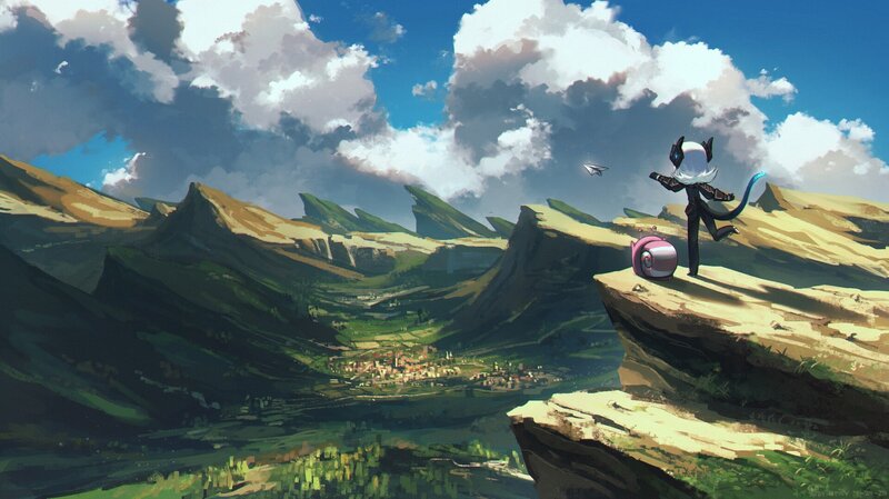 Cat-like Character on Cliff