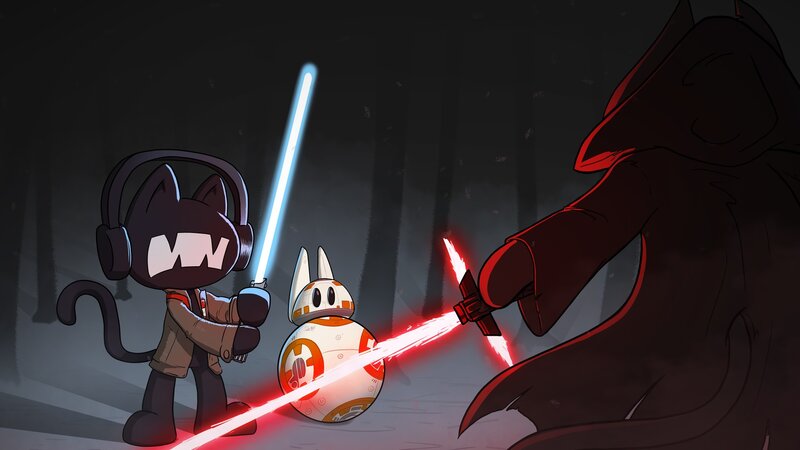Cat-like Character with Lightsaber
