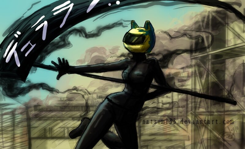 Cat-like Character with Staff — Black