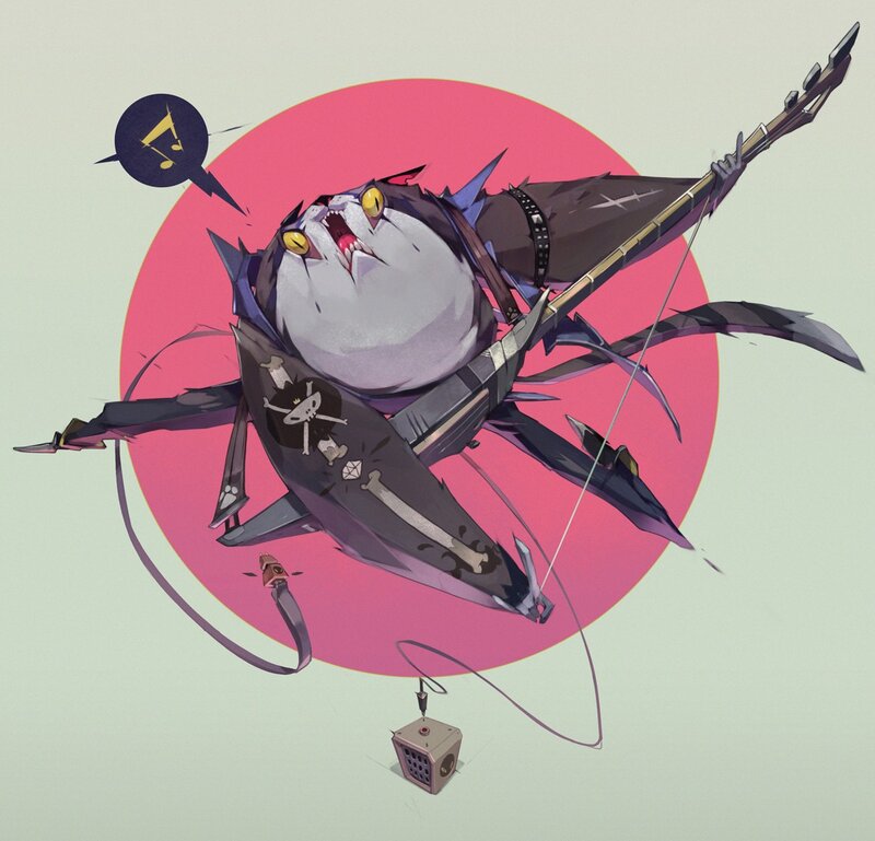Cat-like Creature Playing Guitar