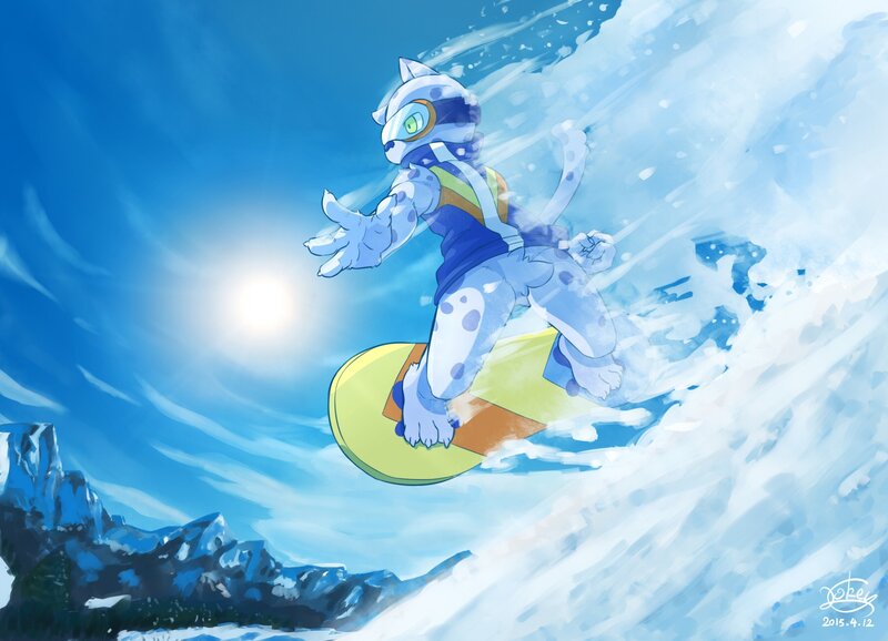 Cat-like Creature Snowboarding