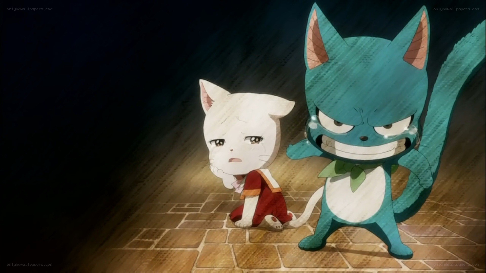 Cat-like creatures in a dark room