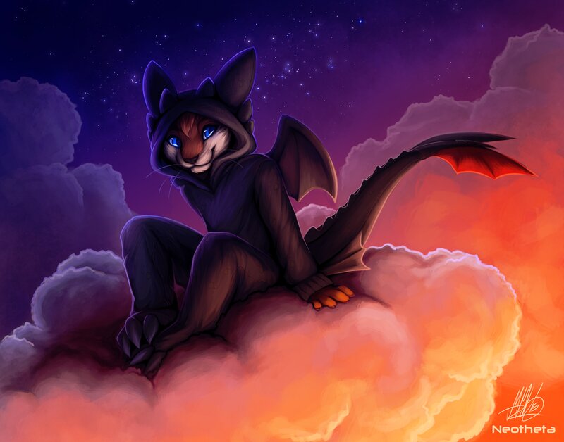 Cat-like Dragon on Cloud