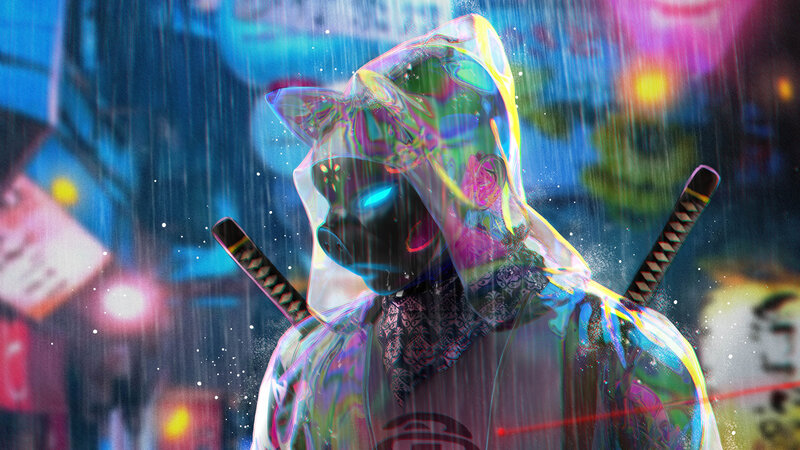 Cat-like Figure in Rain