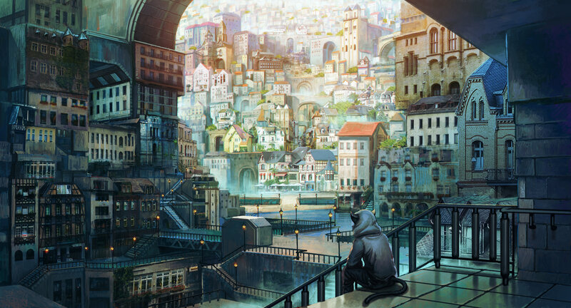 Cat-like Figure on Balcony