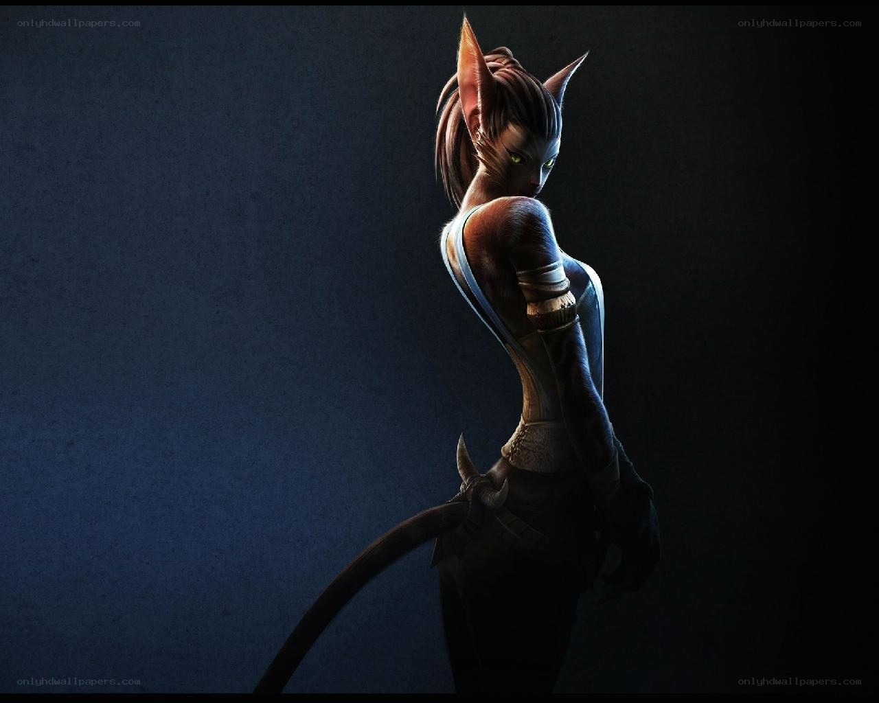 cat-like warrior in dark setting