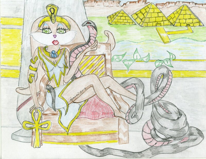 Cat-like Woman on Throne