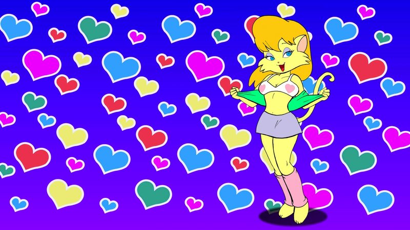 Cat-like Woman with Hearts