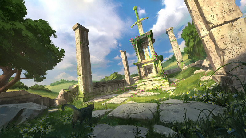 Cat Near Ruins