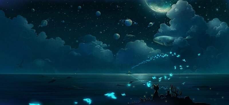 Cat on a Cliff at Night
