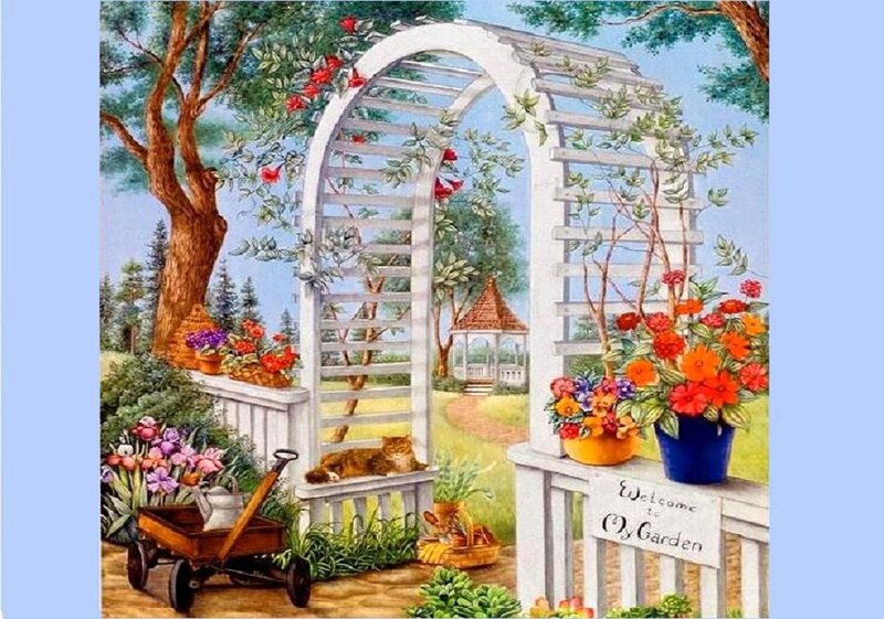 Cat on Garden Bench
