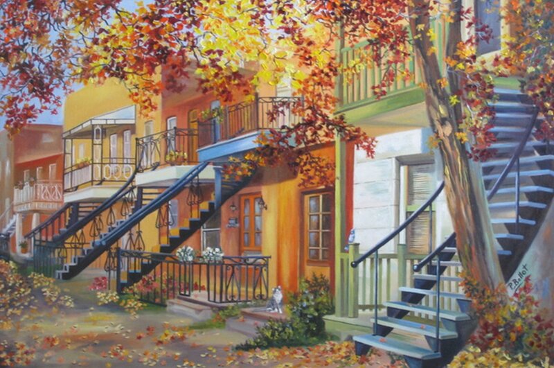 Cat on Porch Steps — Orange