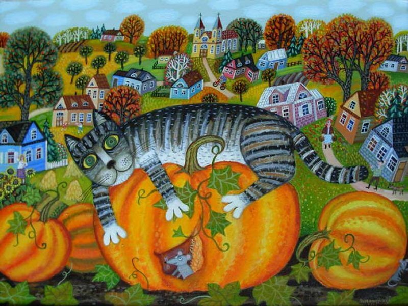 Cat on Pumpkin