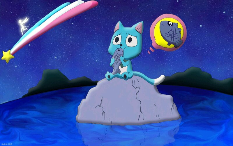 cat on rock at night