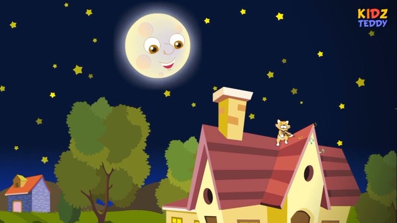 Cat on Roof at Night — Blue