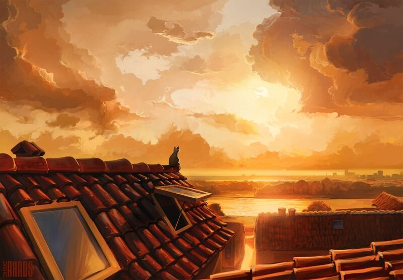 Cat on Rooftop — Orange