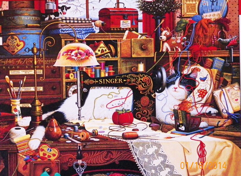 Cat on Sewing Table