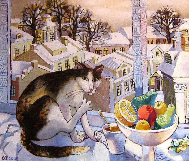 Cat on Windowsill — White