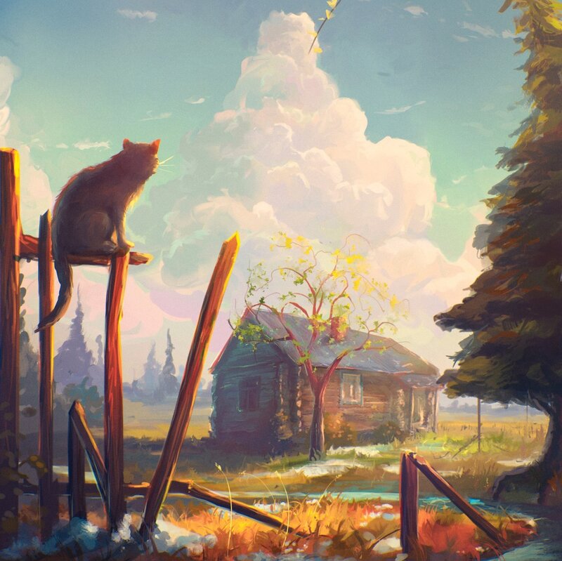 Cat on Wooden Fence