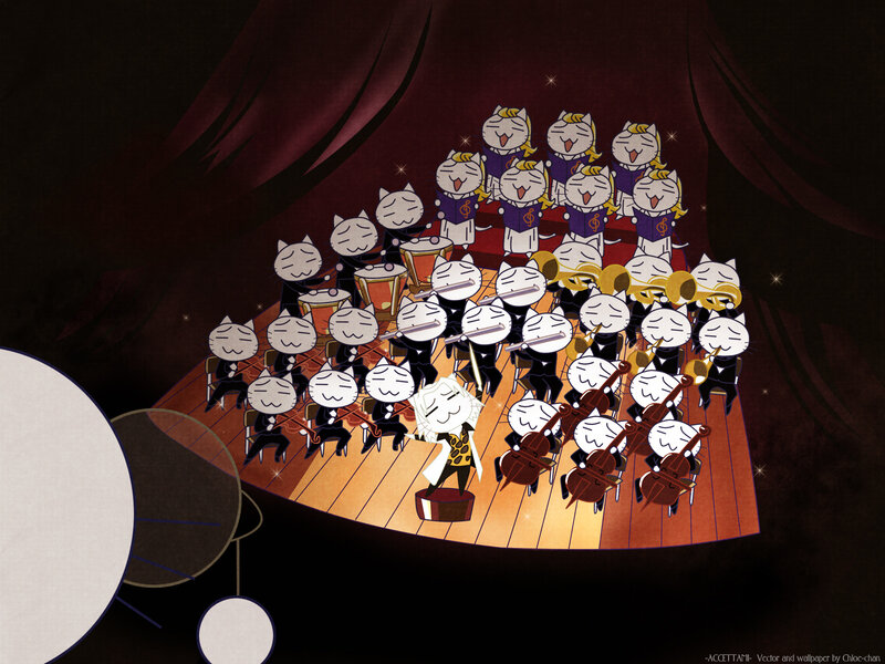 Cat orchestra performing on stage