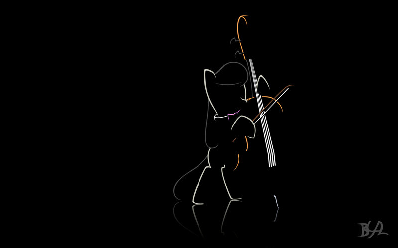 Cat Playing Cello — Black