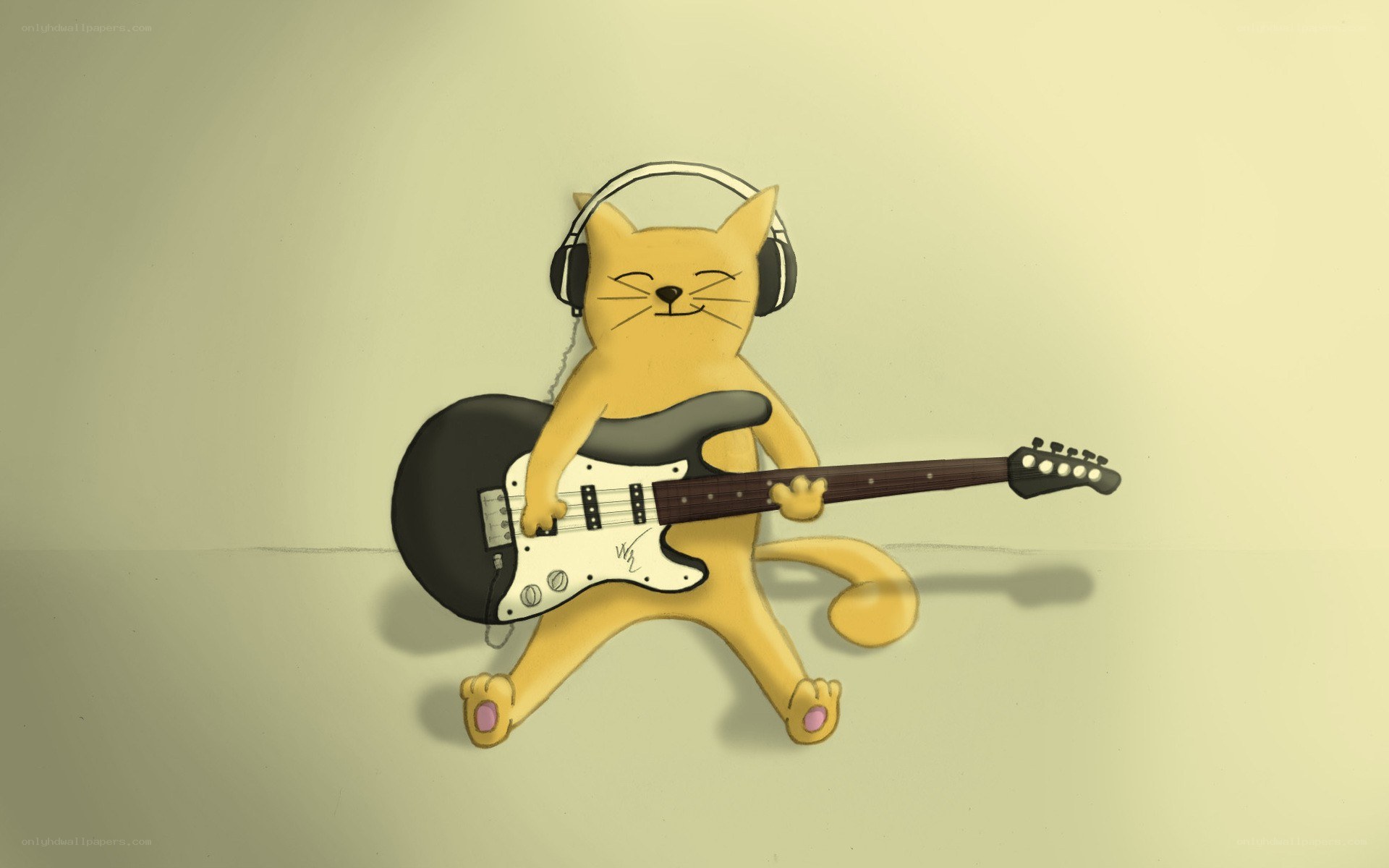 cat playing electric guitar