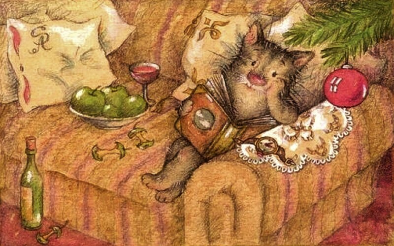Cat Reading Book