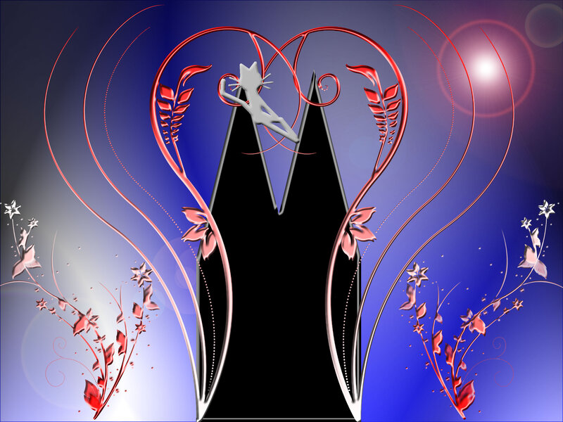 Cat Silhouette in Heart