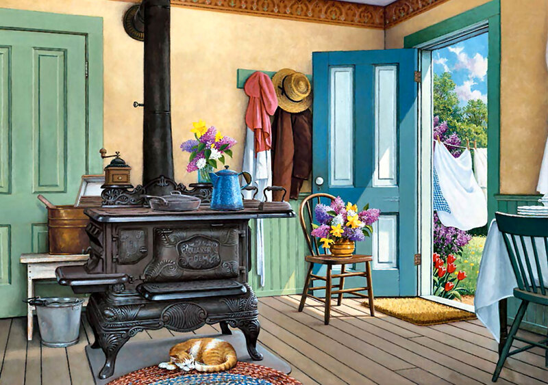 Cat Sleeping on Rug — Brown