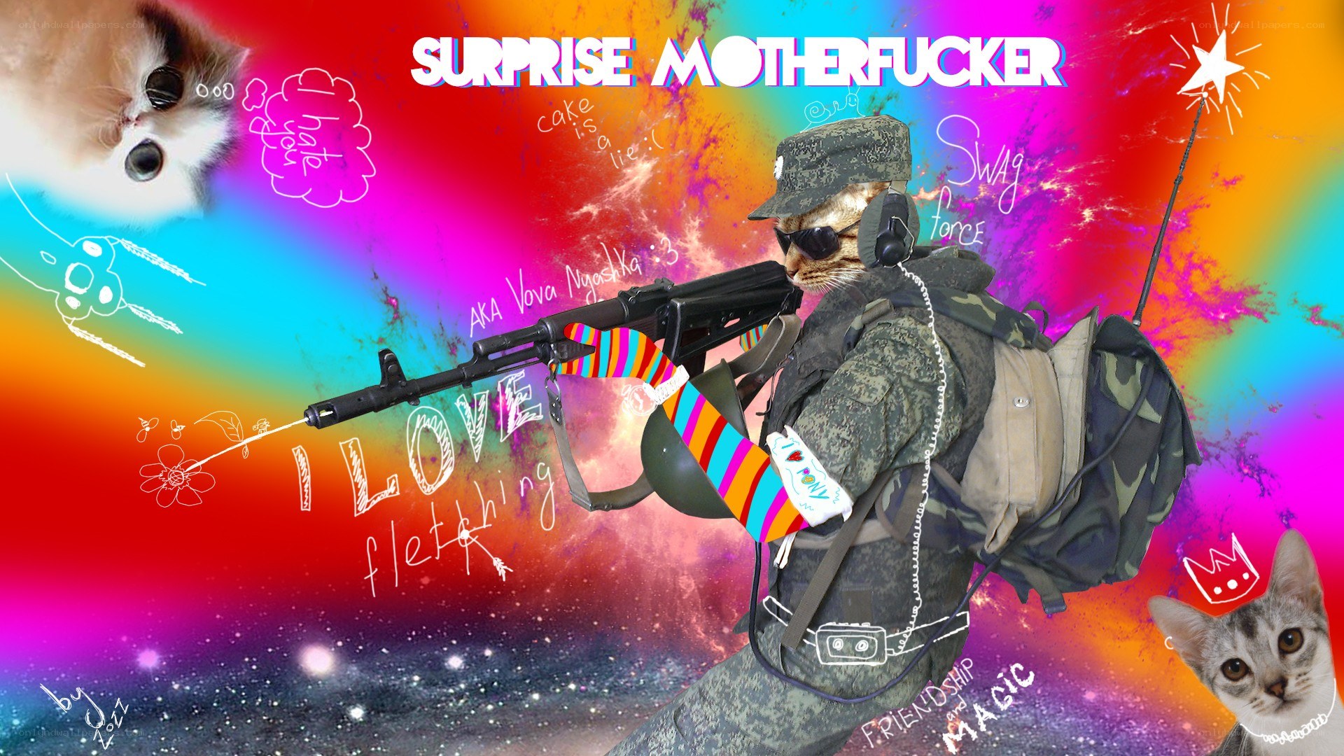 cat soldier with gun