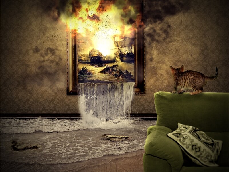 Cat Watching Painting