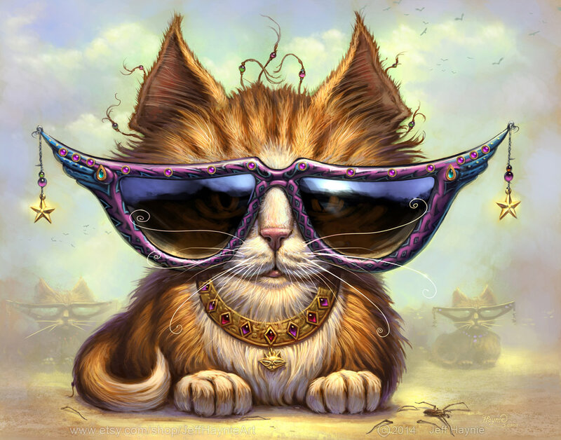 Cat Wearing Sunglasses — Brown