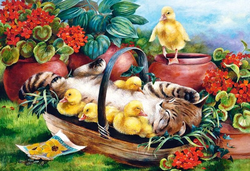 Cat with Ducklings
